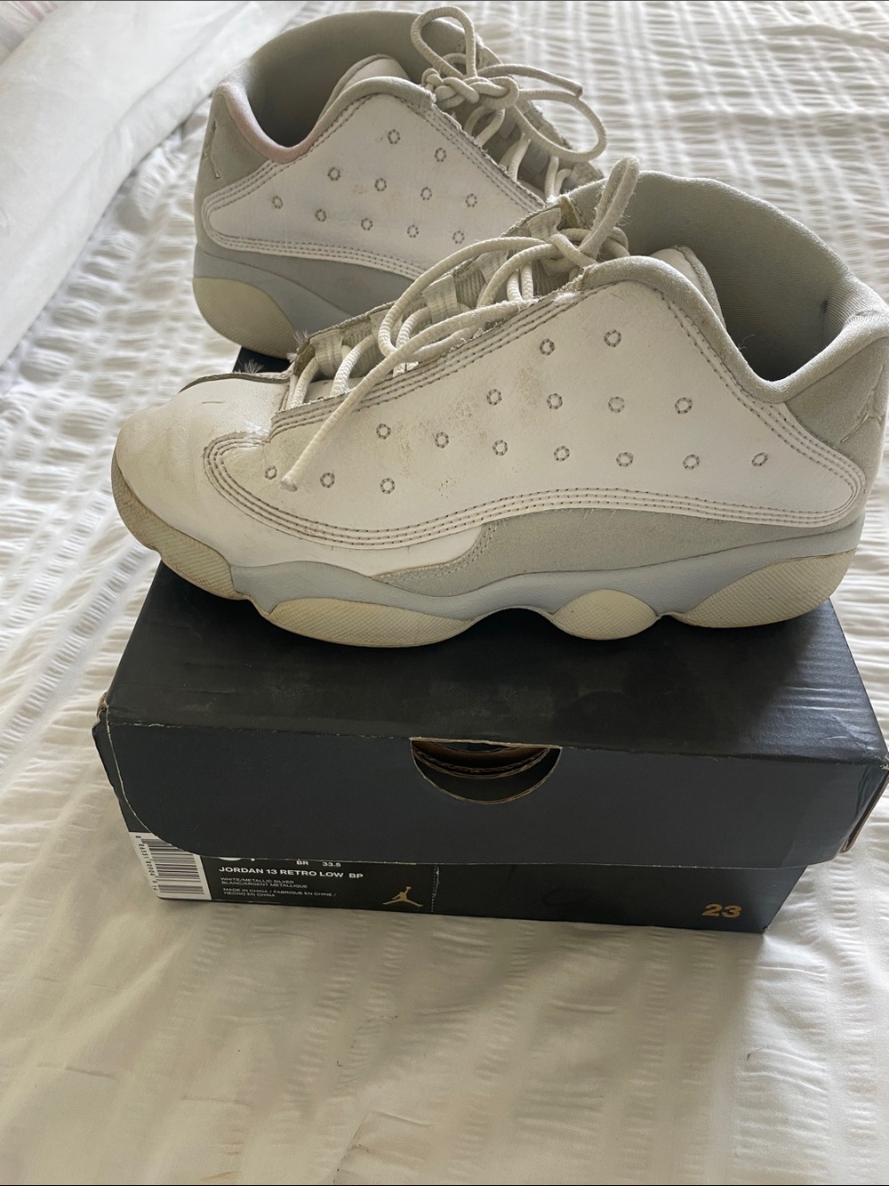 Jordan Kids White and Light Gray Sneakers